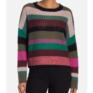 360 Cashmere Ashley Striped Open Stitch Sweater Colorblock Sz S Women’s